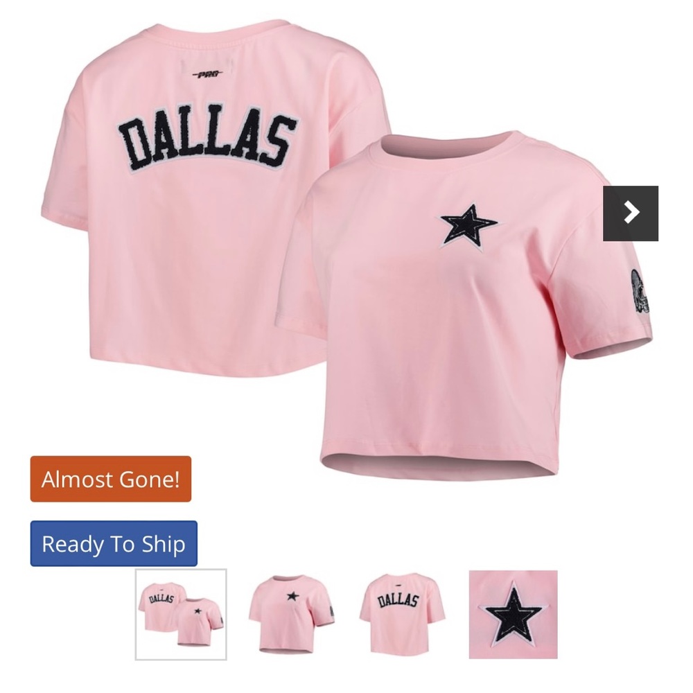 Women's Pro Standard Pink Dallas
Cowboys Cropped Boxy T-Shirt size Large